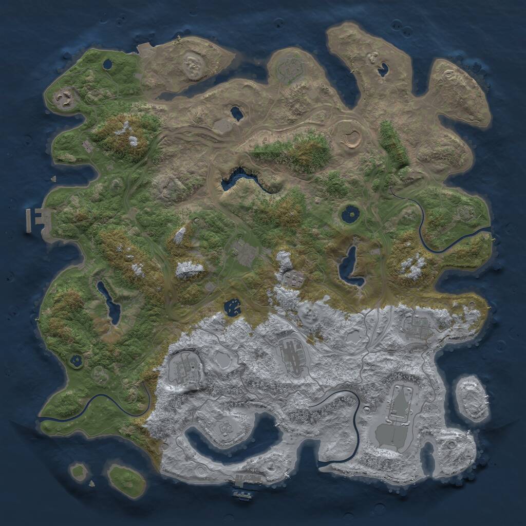 Rust Map: Procedural Map, Size: 4500, Seed: 436456, 16 Monuments