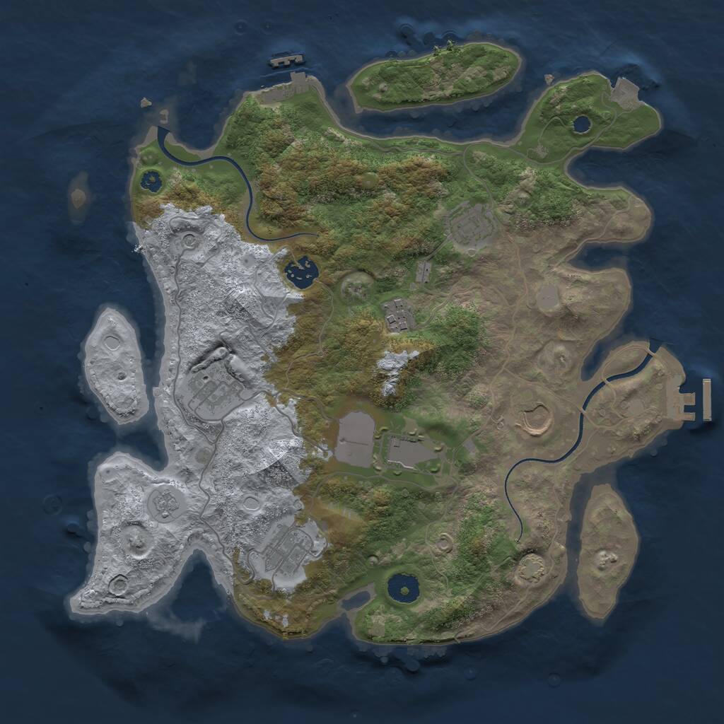 Rust Map: Procedural Map, Size: 3500, Seed: 1725321647, 13 Monuments