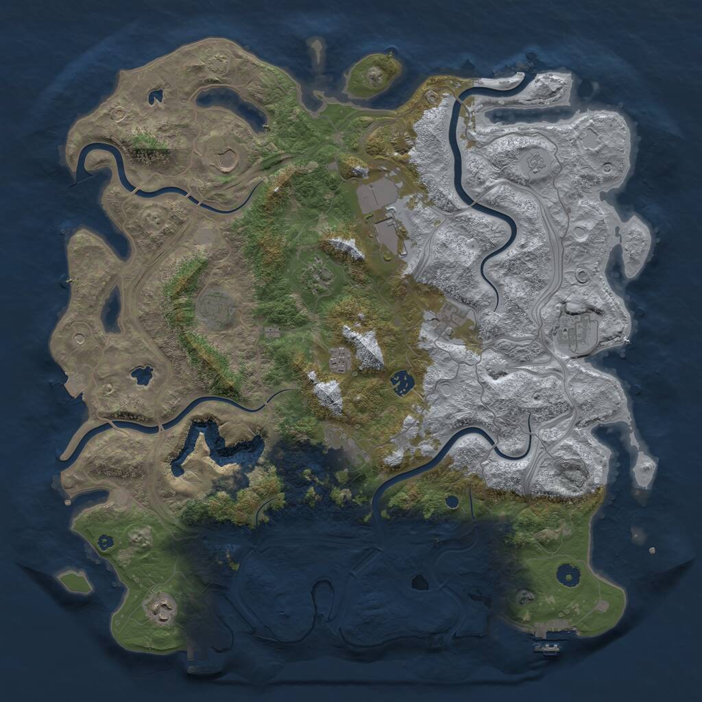 Rust Map: Procedural Map, Size: 4500, Seed: 521711155, 16 Monuments