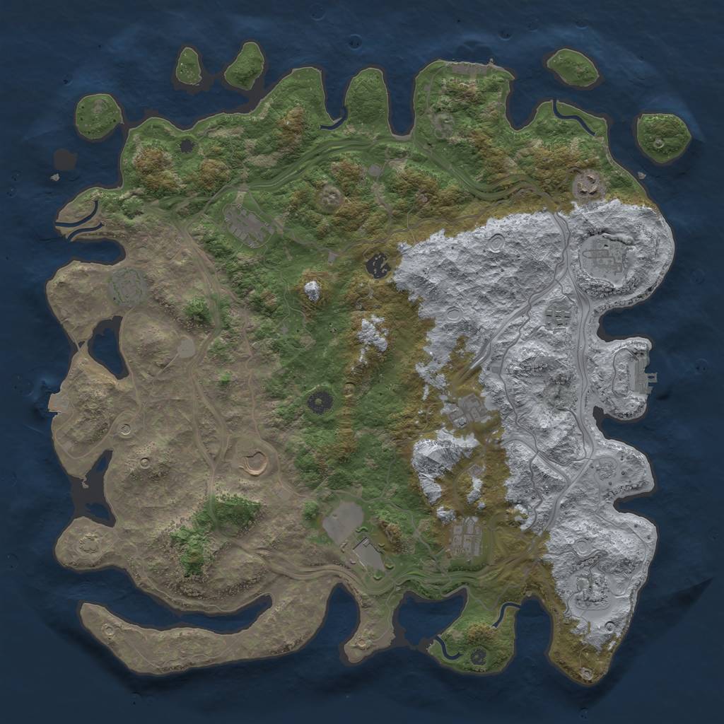 Rust Map: Procedural Map, Size: 4550, Seed: 1265771757, 19 Monuments