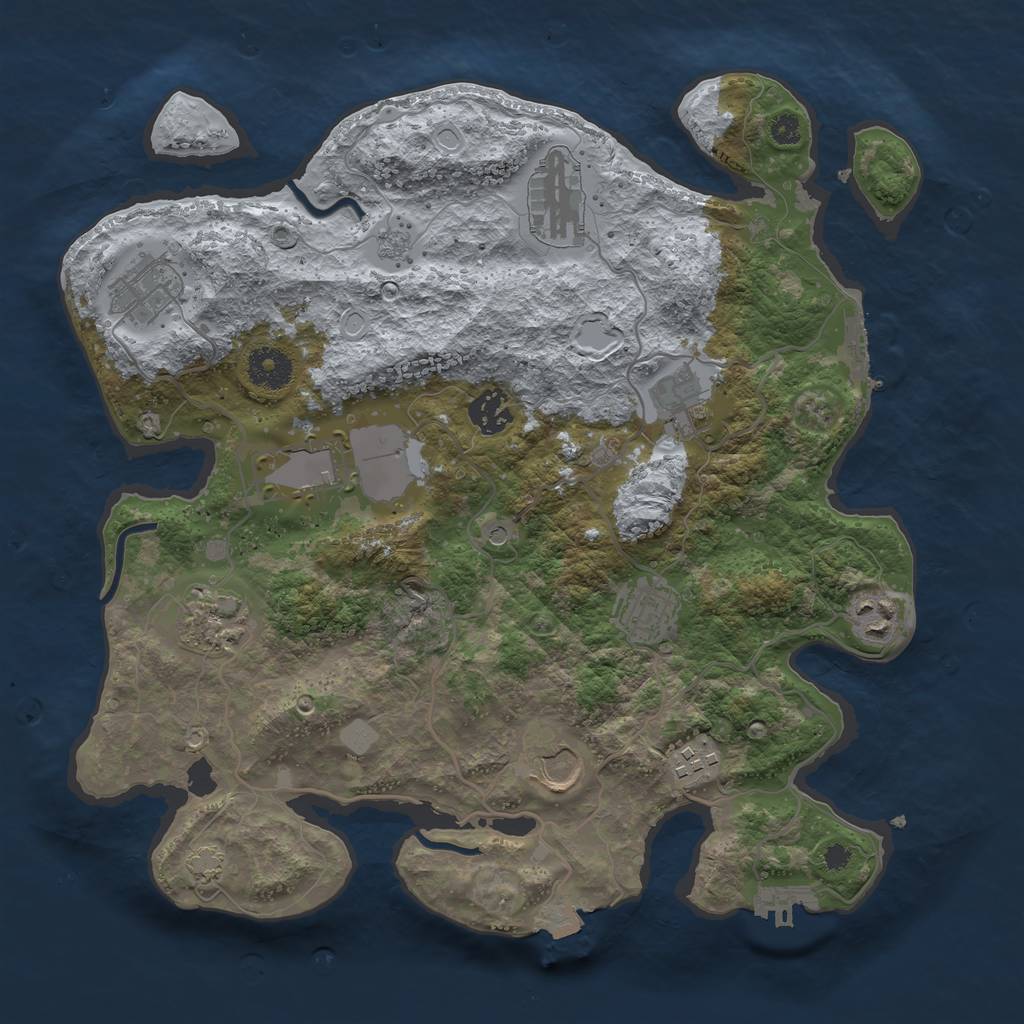 Rust Map: Procedural Map, Size: 3500, Seed: 70832474, 18 Monuments