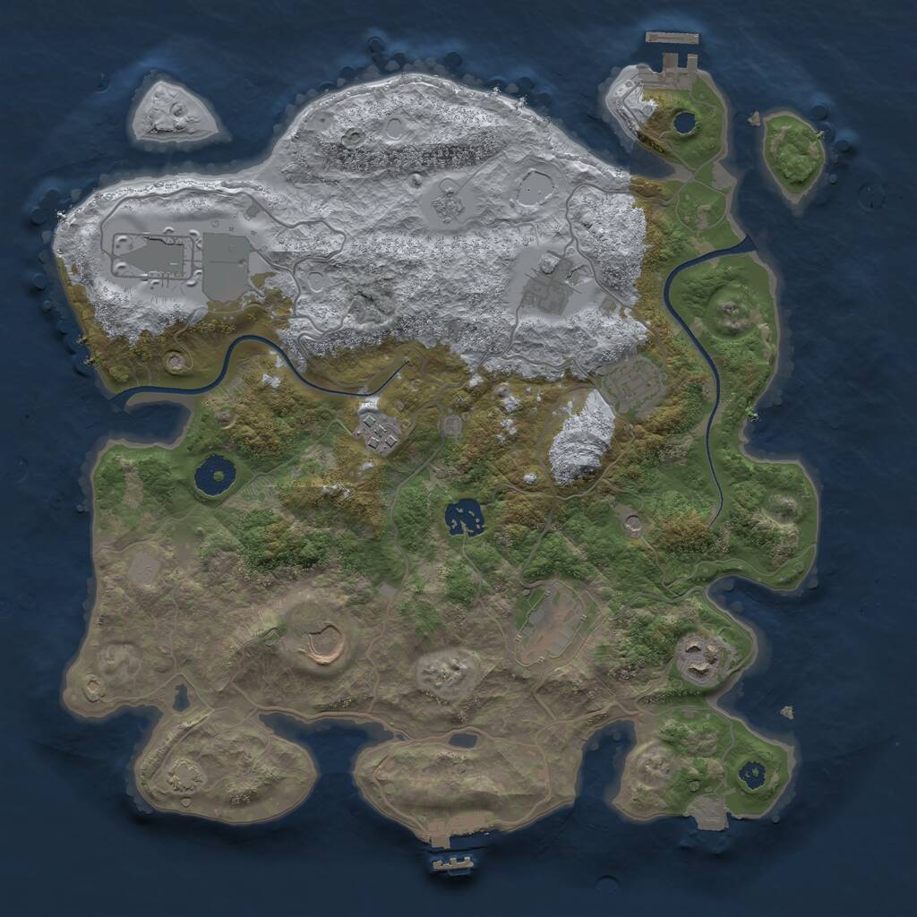 Rust Map: Procedural Map, Size: 3500, Seed: 70832474, 14 Monuments