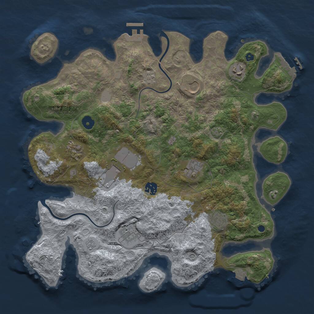 Rust Map: Procedural Map, Size: 3750, Seed: 90494578, 15 Monuments