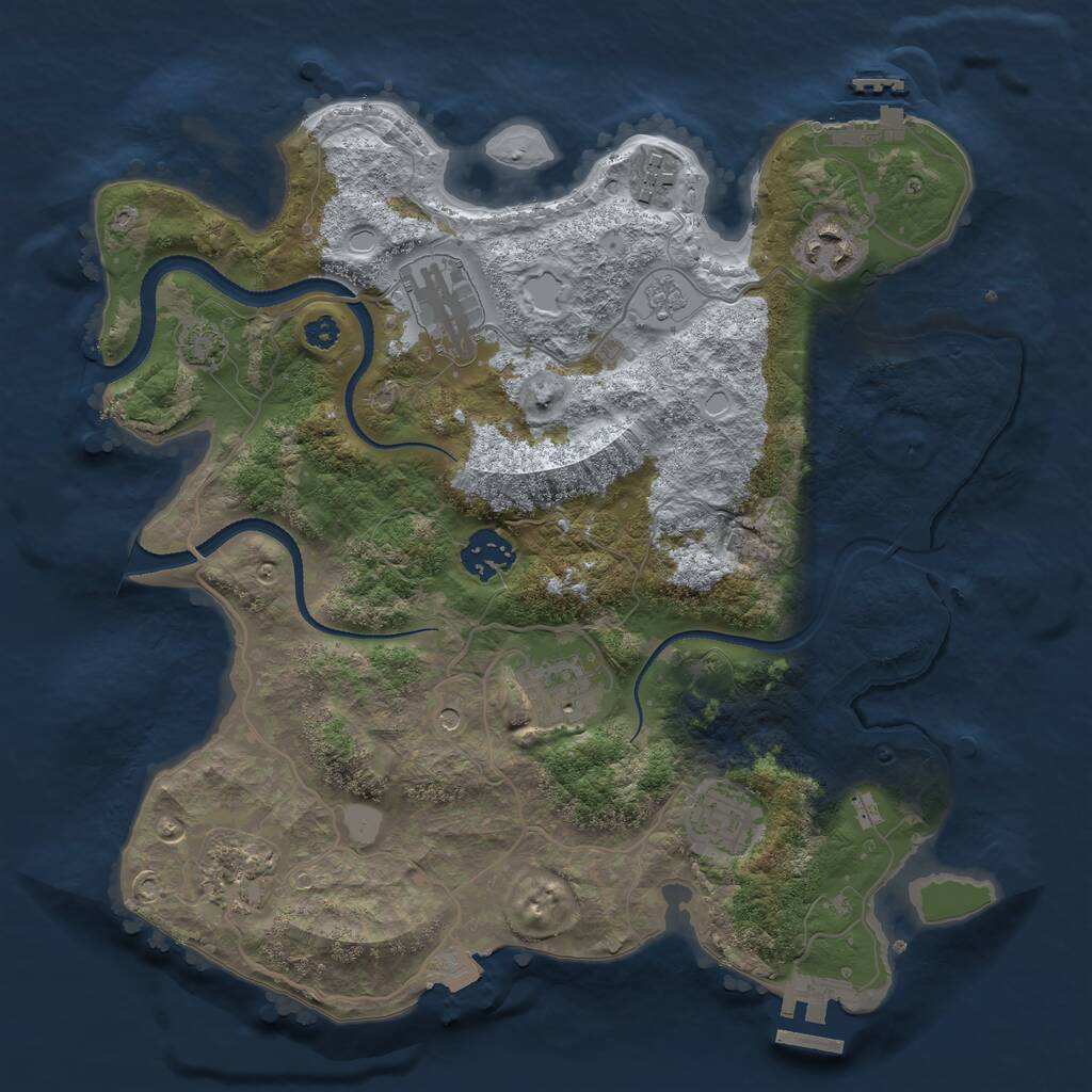 Rust Map: Procedural Map, Size: 3250, Seed: 604954397, 13 Monuments