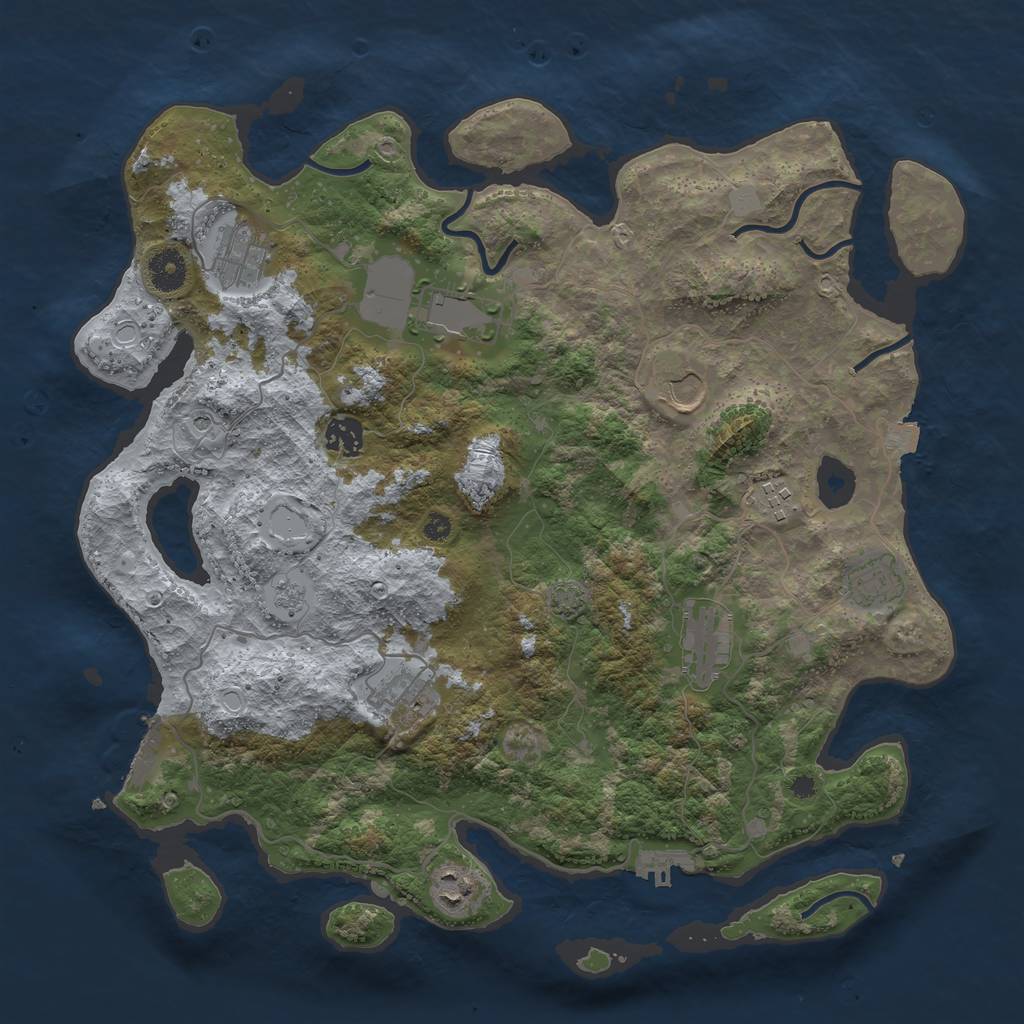 Rust Map: Procedural Map, Size: 3850, Seed: 15498916, 17 Monuments