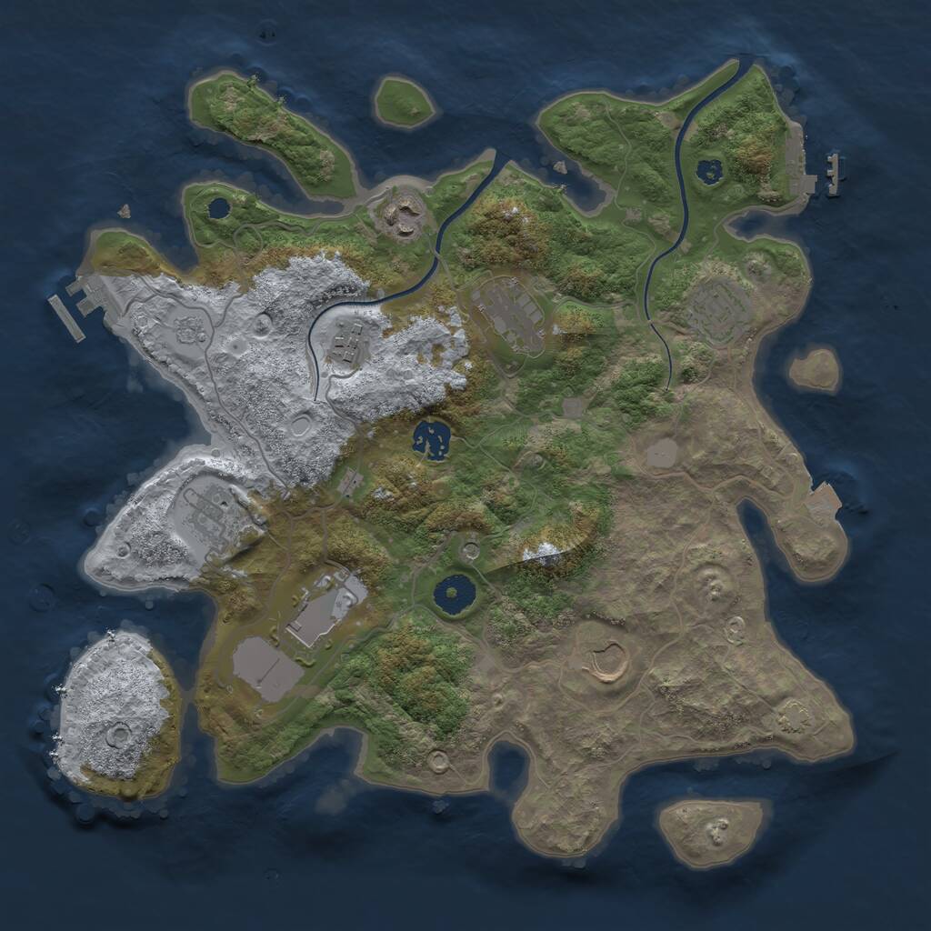 Rust Map: Procedural Map, Size: 3550, Seed: 80782184, 14 Monuments