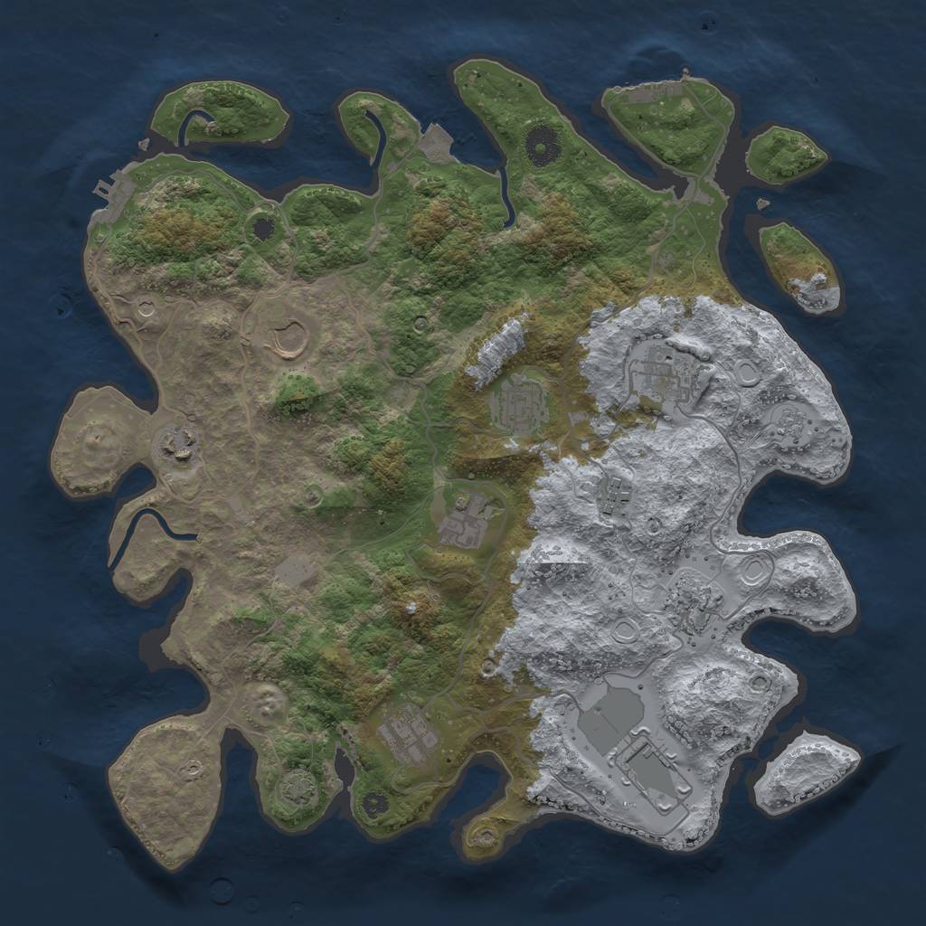 Rust Map: Procedural Map, Size: 3700, Seed: 25701267, 17 Monuments