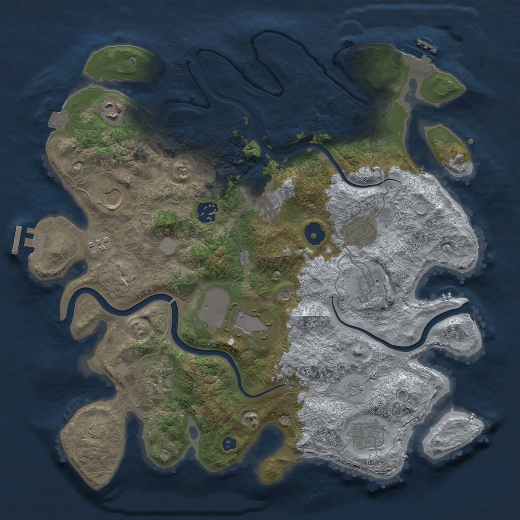 Rust Map: Procedural Map, Size: 3700, Seed: 25701267, 16 Monuments
