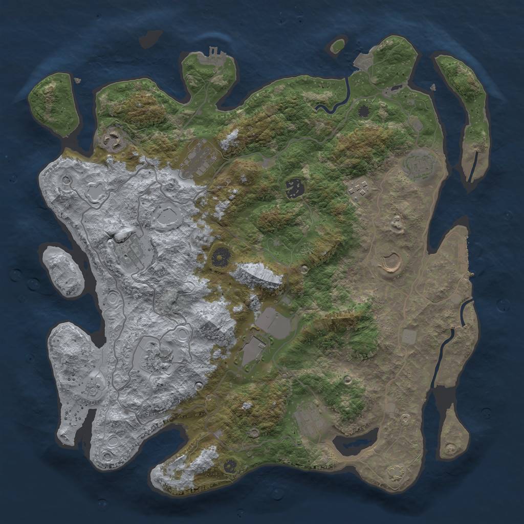 Rust Map: Procedural Map, Size: 4000, Seed: 15684161, 18 Monuments