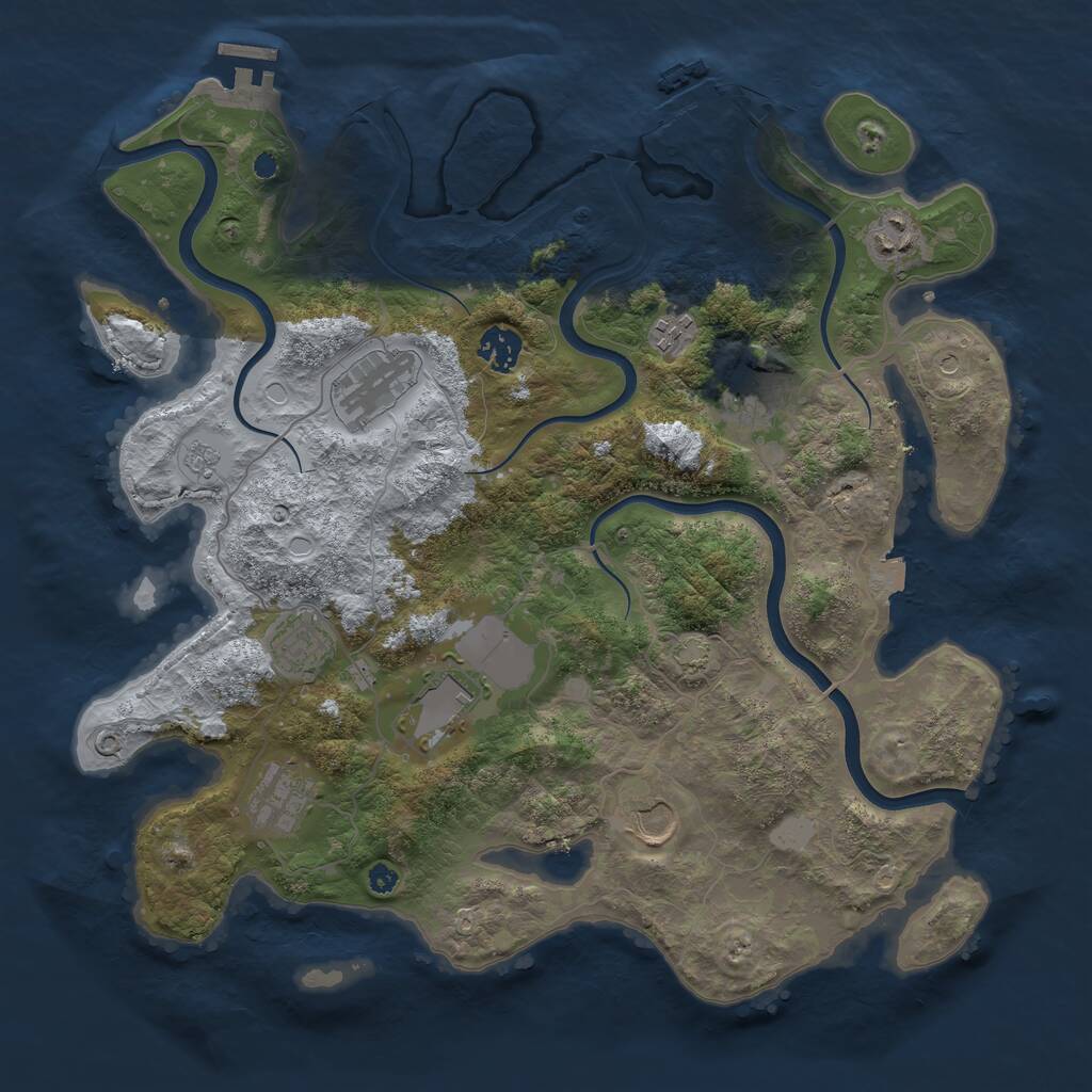 Rust Map: Procedural Map, Size: 3750, Seed: 633313839, 15 Monuments