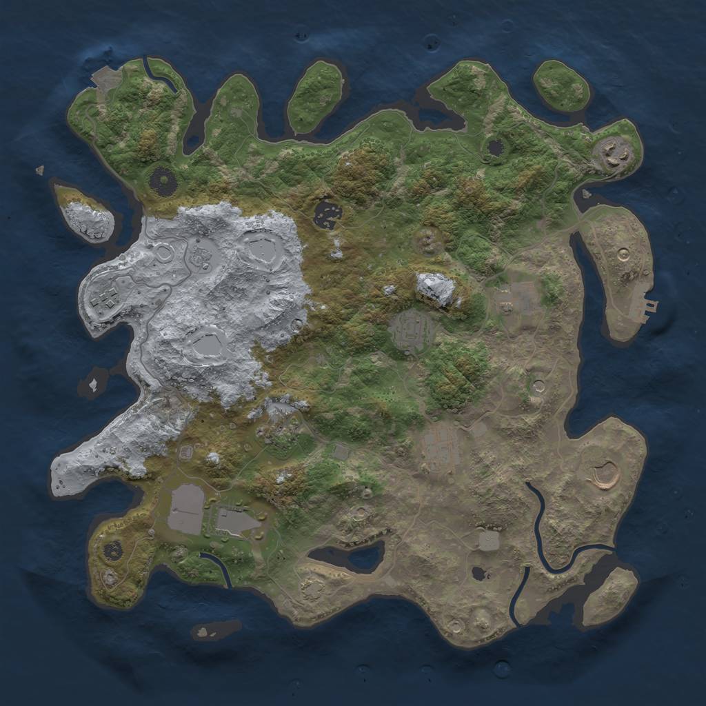 Rust Map: Procedural Map, Size: 3750, Seed: 633313839, 16 Monuments