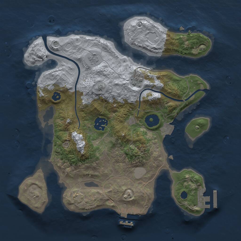 Rust Map: Procedural Map, Size: 2707, Seed: 1919098263, 7 Monuments