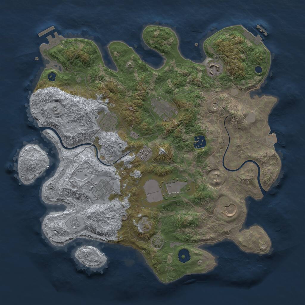 Rust Map: Procedural Map, Size: 3500, Seed: 22341491, 14 Monuments