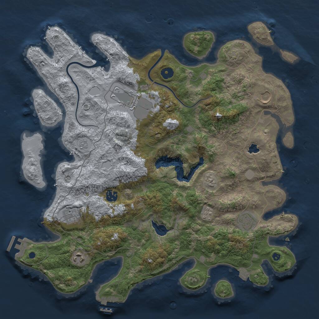 Rust Map: Procedural Map, Size: 4000, Seed: 88458886, 13 Monuments