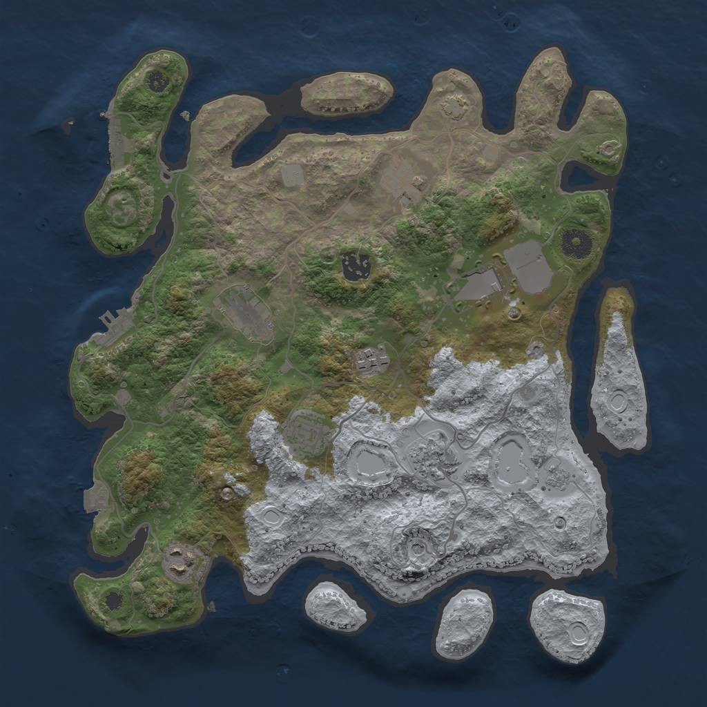 Rust Map: Procedural Map, Size: 3500, Seed: 948825697, 16 Monuments