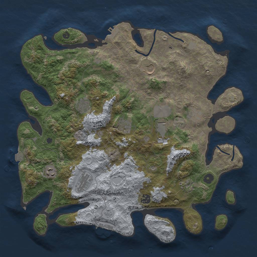 Rust Map: Procedural Map, Size: 3900, Seed: 76116346, 18 Monuments