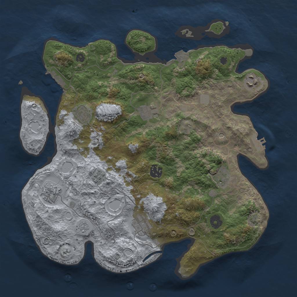 Rust Map: Procedural Map, Size: 3450, Seed: 2336519, 16 Monuments
