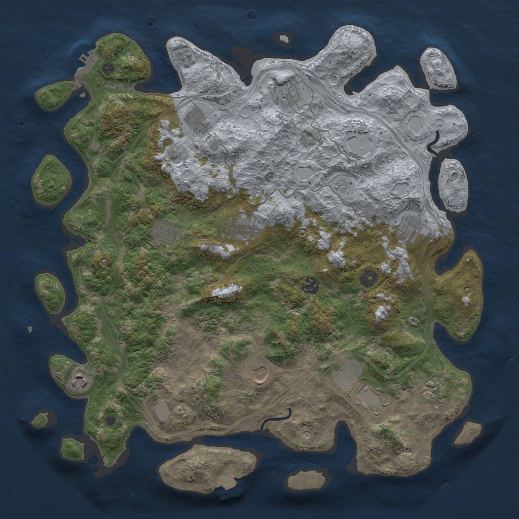 Rust Map: Procedural Map, Size: 4400, Seed: 1405135, 18 Monuments