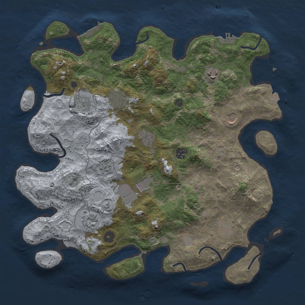 Rust Map: Procedural Map, Size: 4000, Seed: 303112023, 18 Monuments