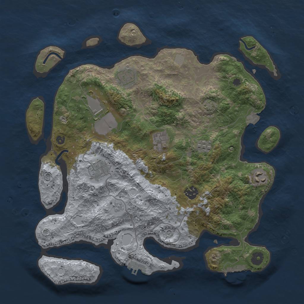 Rust Map: Procedural Map, Size: 3500, Seed: 76417920, 15 Monuments