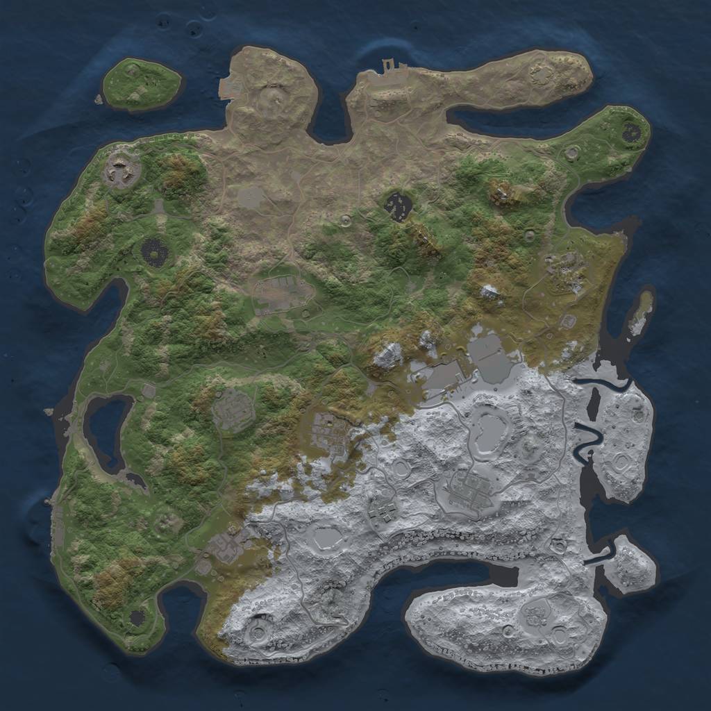 Rust Map: Procedural Map, Size: 3850, Seed: 47622431, 18 Monuments