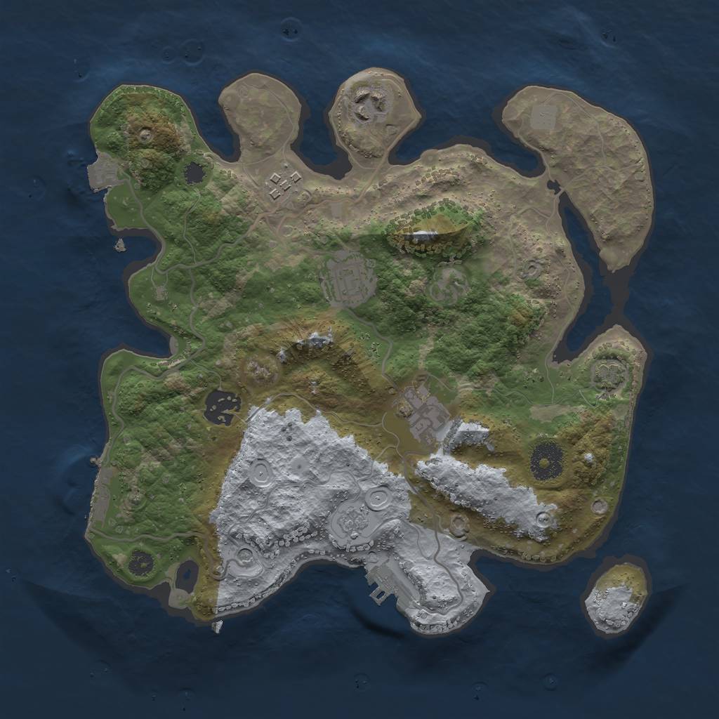Rust Map: Procedural Map, Size: 3000, Seed: 8724, 13 Monuments