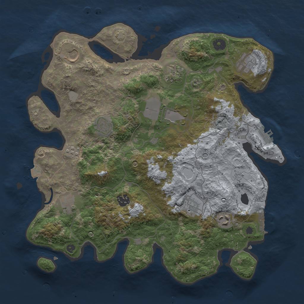 Rust Map: Procedural Map, Size: 3650, Seed: 51187820, 18 Monuments