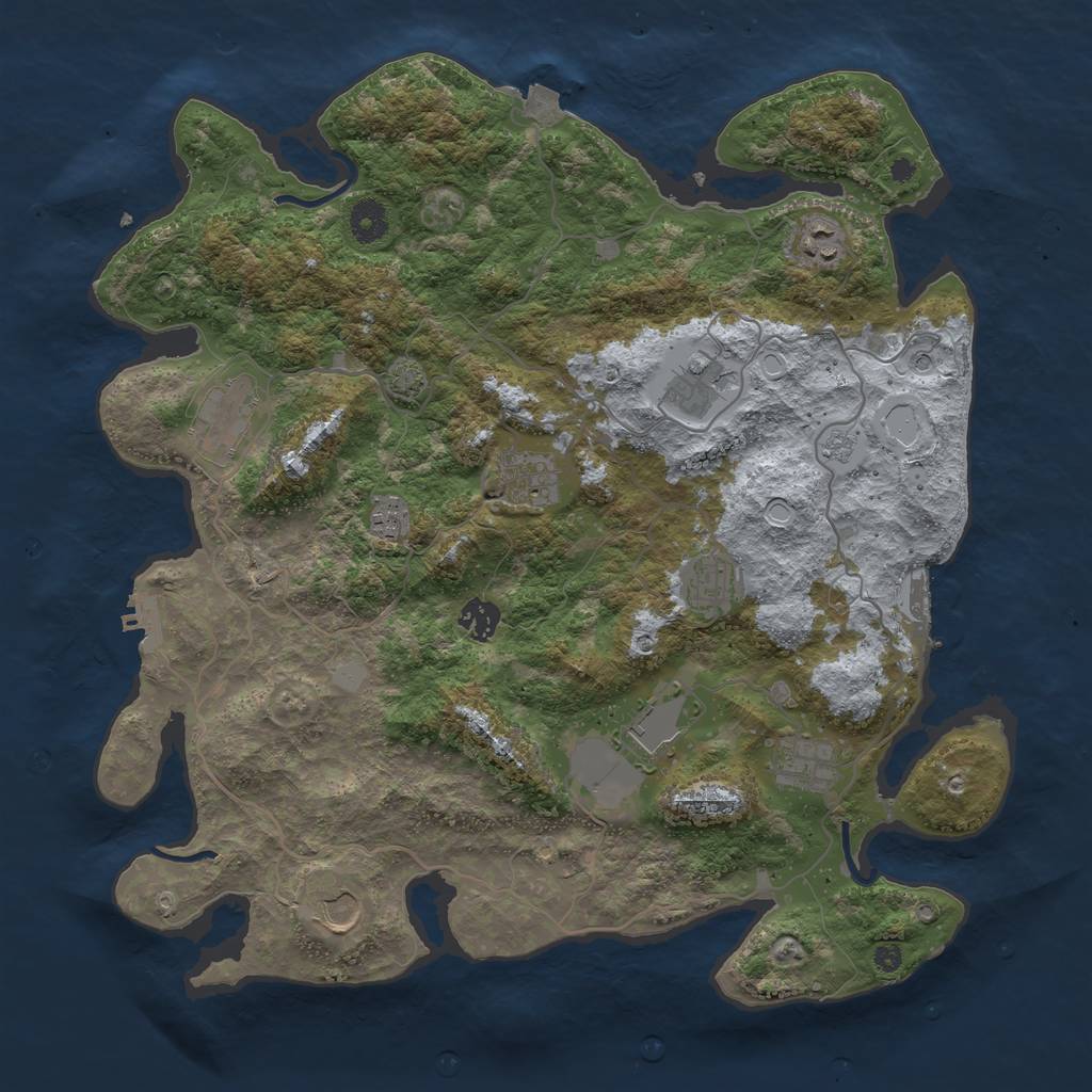 Rust Map: Procedural Map, Size: 4000, Seed: 844725996, 18 Monuments