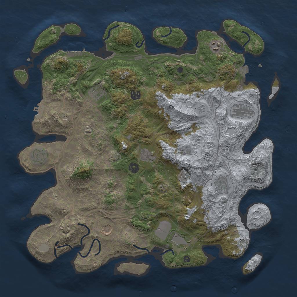 Rust Map: Procedural Map, Size: 4250, Seed: 118999550, 18 Monuments