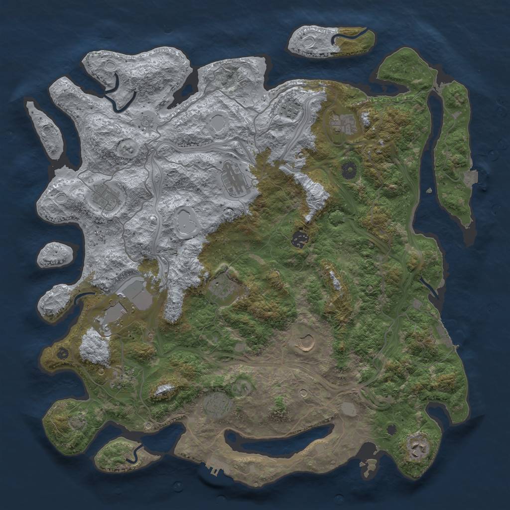 Rust Map: Procedural Map, Size: 4500, Seed: 1386776839, 19 Monuments