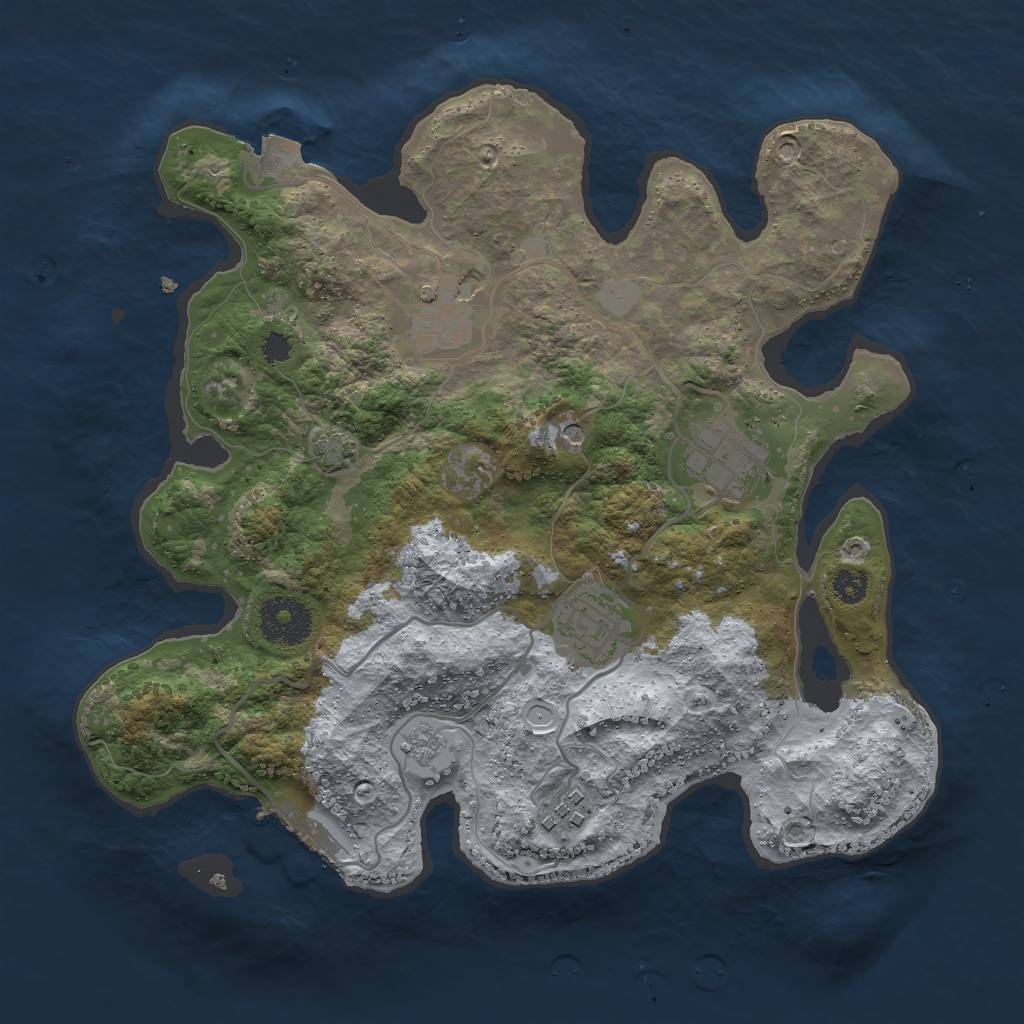 Rust Map: Procedural Map, Size: 3000, Seed: 2549873, 11 Monuments