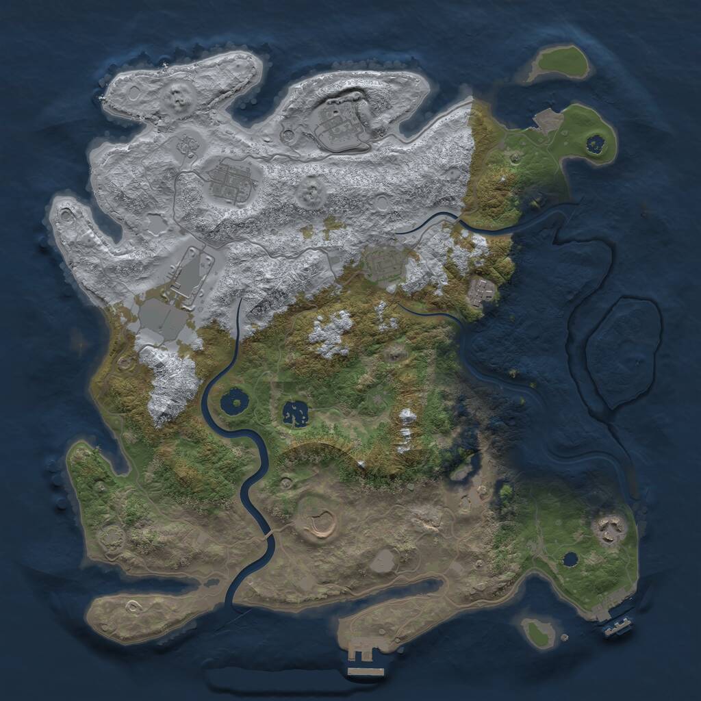 Rust Map: Procedural Map, Size: 3900, Seed: 11734615, 15 Monuments