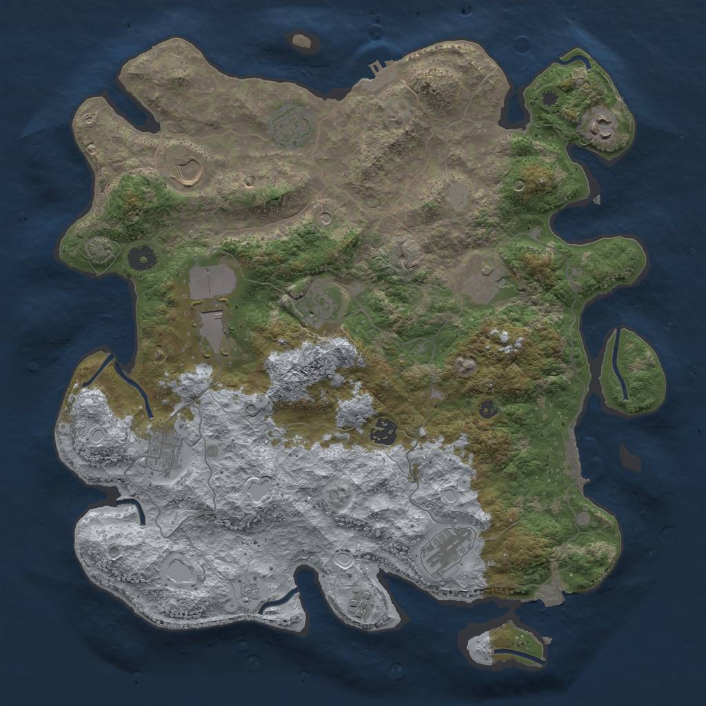 Rust Map: Procedural Map, Size: 3950, Seed: 43363879, 18 Monuments