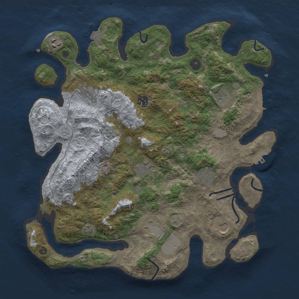 Rust Map: Procedural Map, Size: 3950, Seed: 160828, 17 Monuments