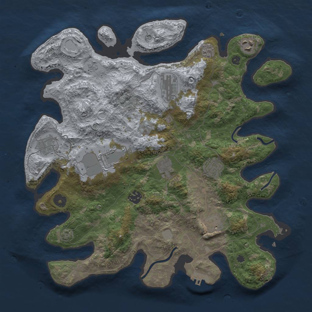 Rust Map: Procedural Map, Size: 3600, Seed: 1644752545, 16 Monuments