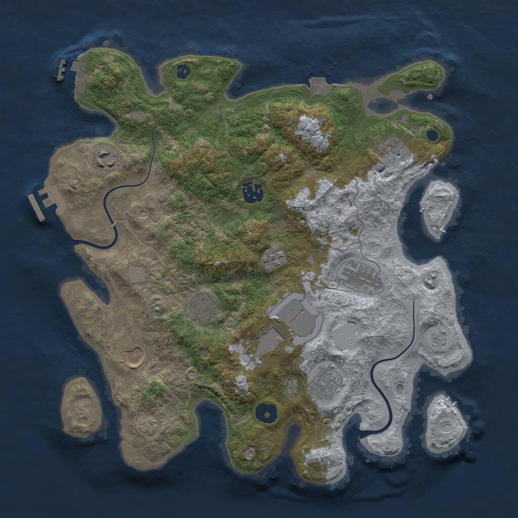 Rust Map: Procedural Map, Size: 3650, Seed: 80436687, 15 Monuments