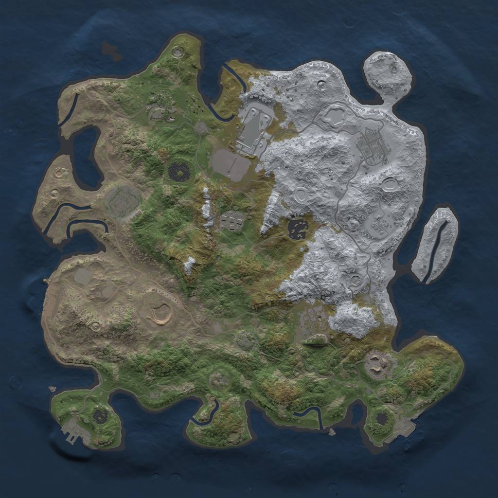 Rust Map: Procedural Map, Size: 3500, Seed: 1957308813, 17 Monuments