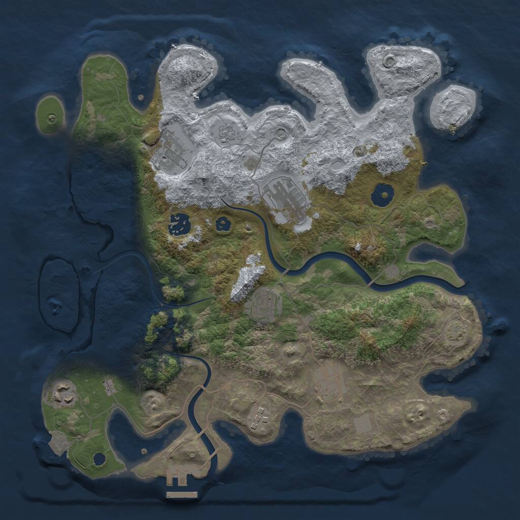 Rust Map: Procedural Map, Size: 3400, Seed: 68186561, 12 Monuments