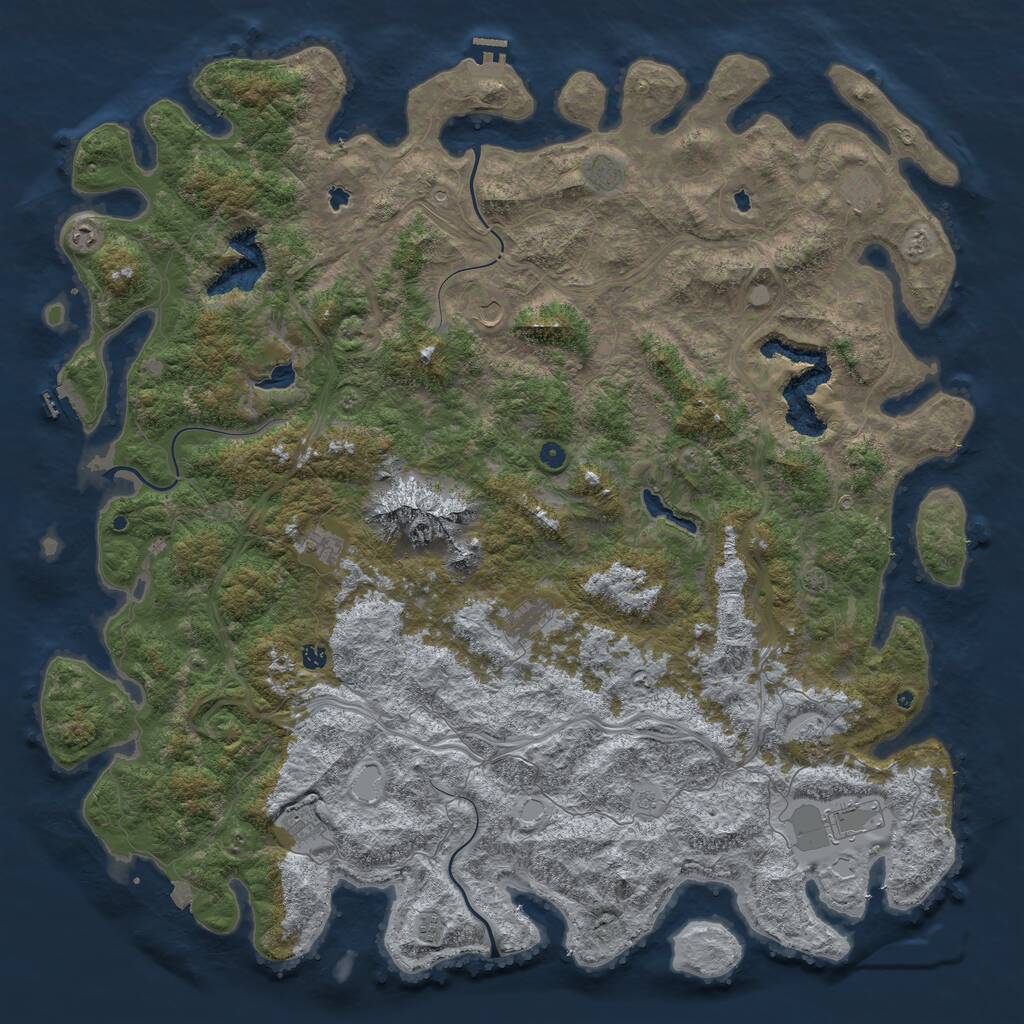 Rust Map: Procedural Map, Size: 6000, Seed: 1136176246, 17 Monuments