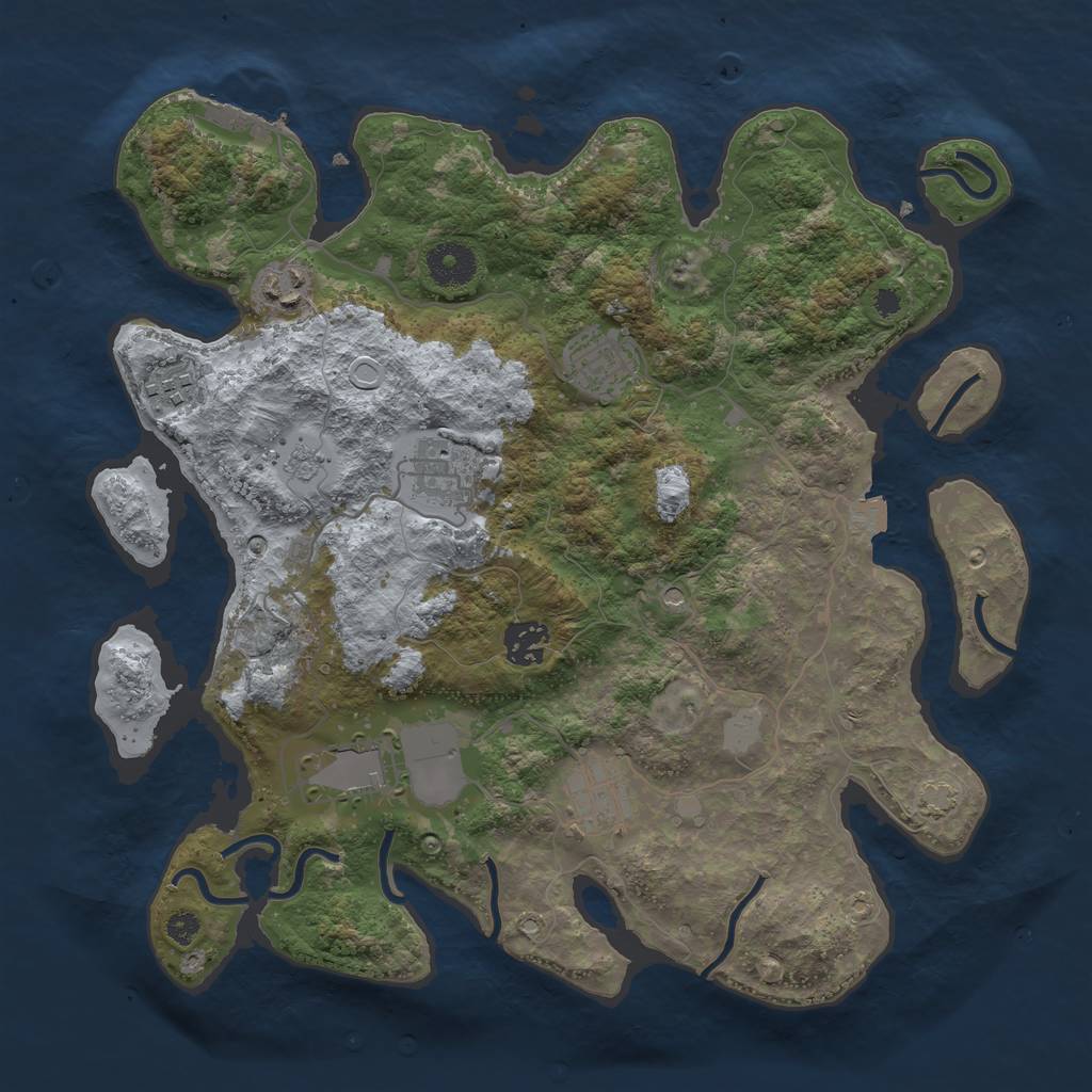 Rust Map: Procedural Map, Size: 3500, Seed: 103680845, 14 Monuments