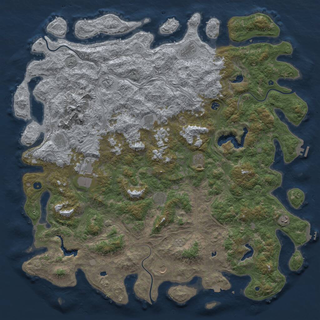 Rust Map: Procedural Map, Size: 6000, Seed: 32560, 17 Monuments