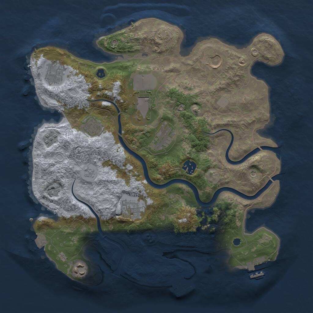 Rust Map: Procedural Map, Size: 3500, Seed: 1660741395, 15 Monuments