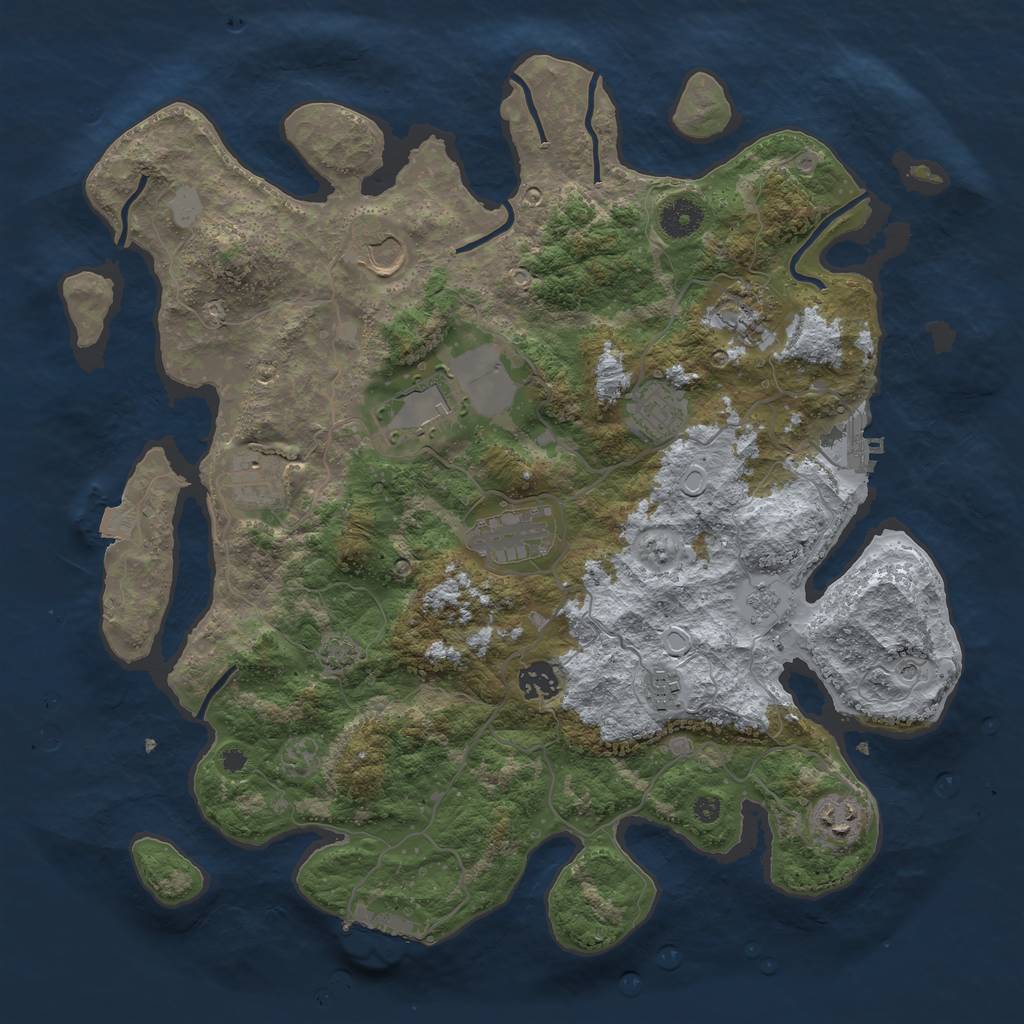 Rust Map: Procedural Map, Size: 3850, Seed: 45651392, 17 Monuments