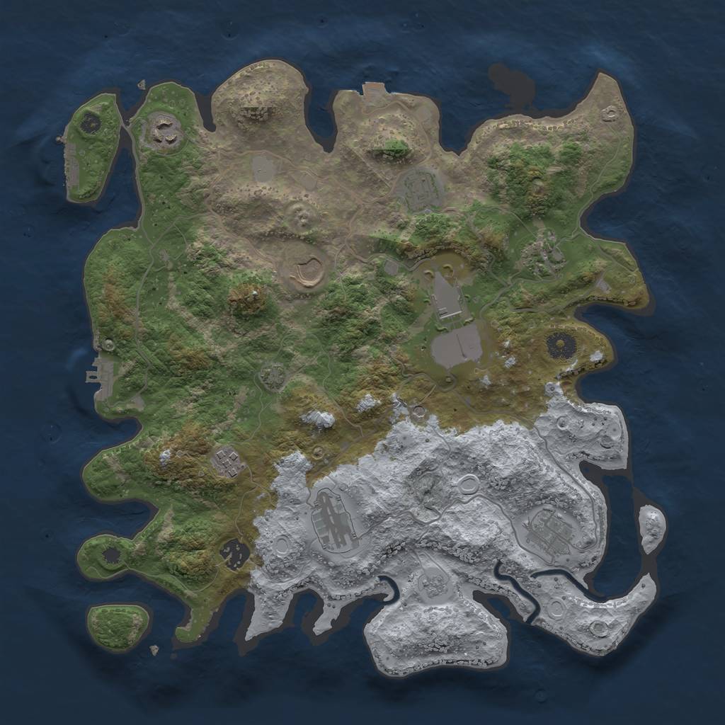 Rust Map: Procedural Map, Size: 3750, Seed: 32453, 17 Monuments