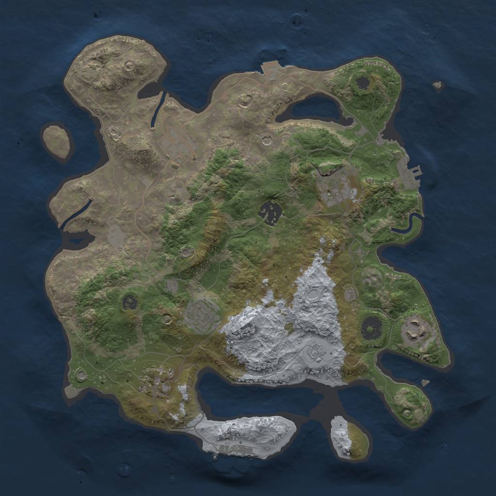 Rust Map: Procedural Map, Size: 3250, Seed: 840372787, 14 Monuments