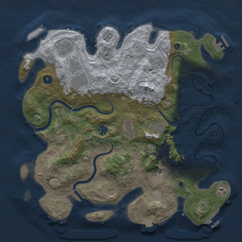 Rust Map: Procedural Map, Size: 3900, Seed: 61822011, 17 Monuments