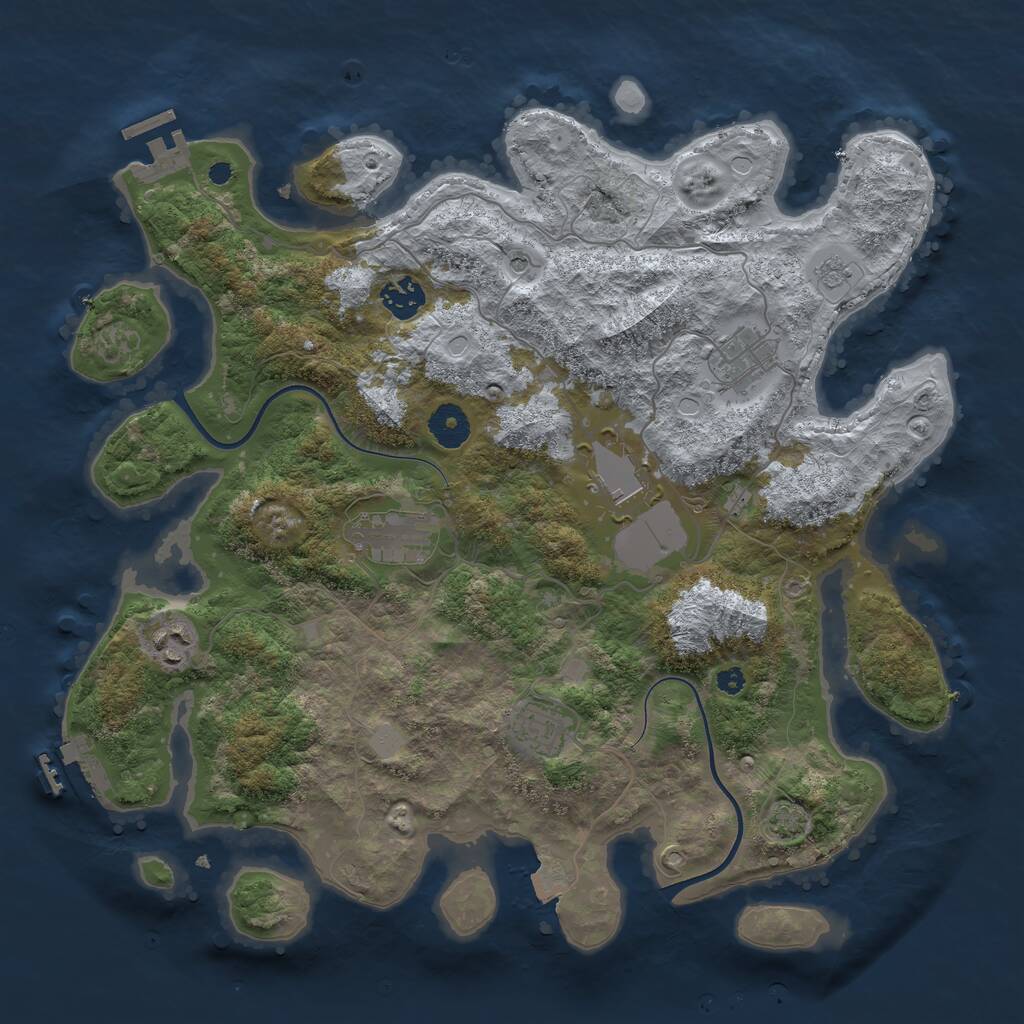 Rust Map: Procedural Map, Size: 3700, Seed: 35035637, 12 Monuments