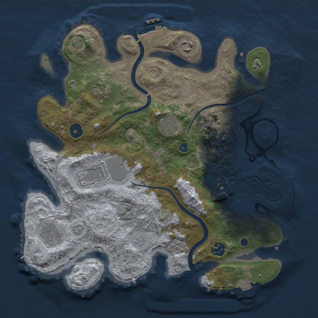 Rust Map: Procedural Map, Size: 3500, Seed: 55889903, 13 Monuments