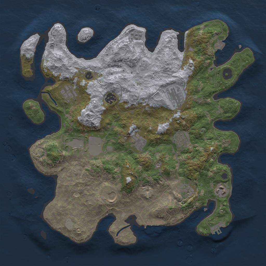 Rust Map: Procedural Map, Size: 3750, Seed: 18407954, 18 Monuments