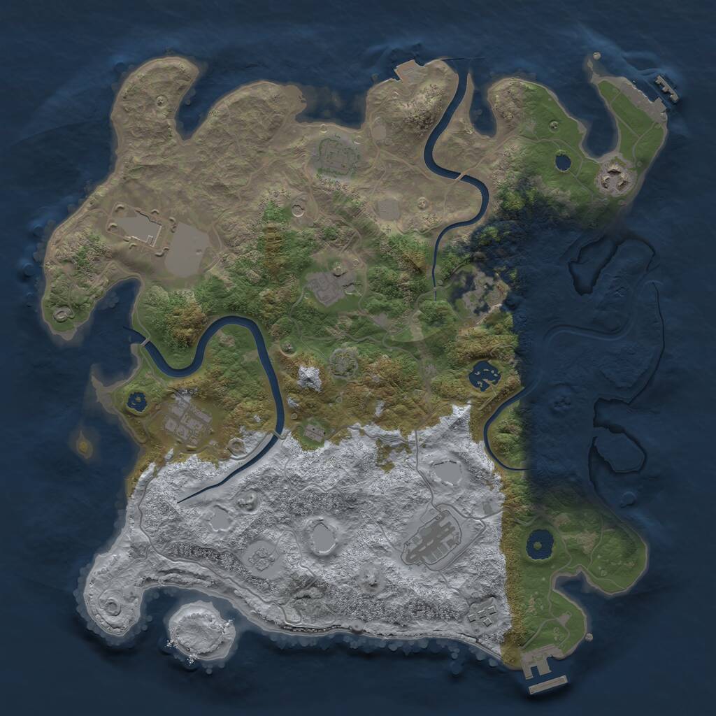 Rust Map: Procedural Map, Size: 3700, Seed: 1150054469, 15 Monuments
